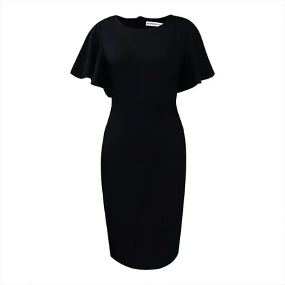 2025 Women Plus Size Bodycon Dress Fashion Elegant Commuter Sexy Short Sleeved Office Vestidos Solid Color High Waisted Dresses