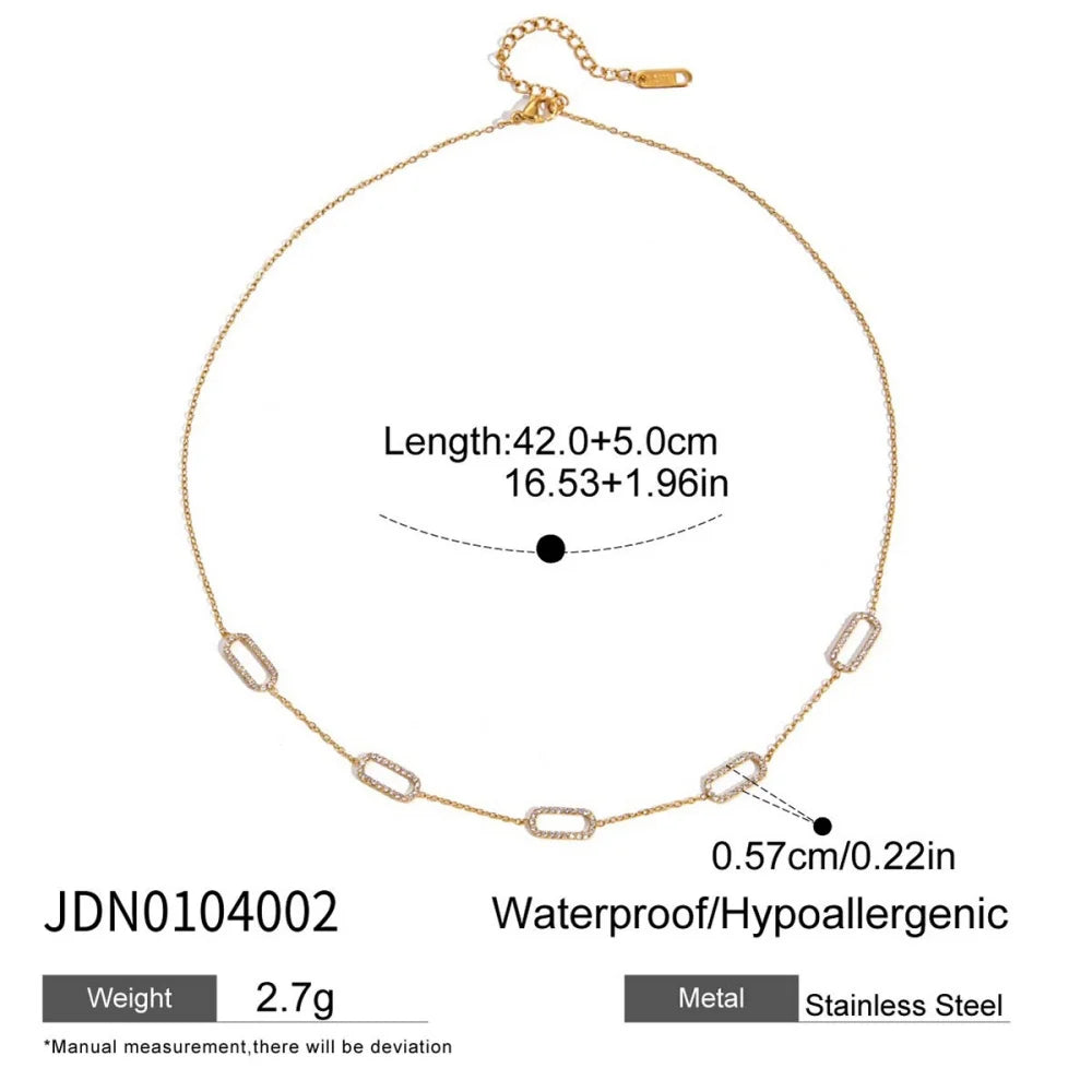 Youthway Delicate Cubic Zirconia Chain Necklace For Women Minimalist 18K Gold Plated Stainless Steel Necklace Fashion Jewelry