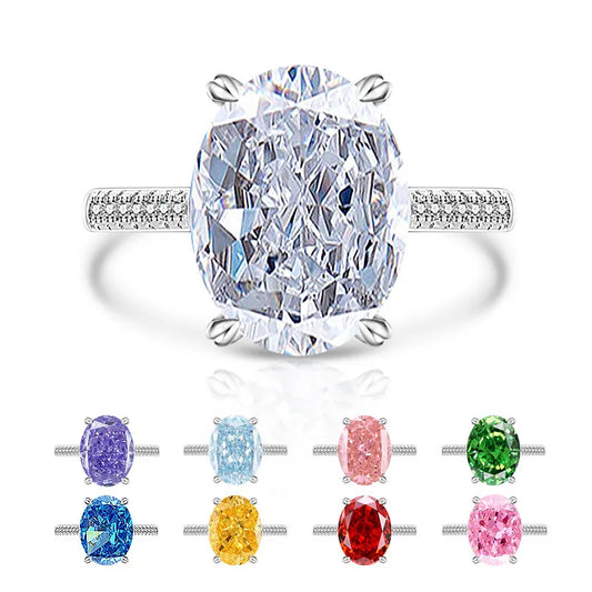 925 Sterling Silver Luxury Atmospheric Sparkle Pigeon Egg Zircon Ladies Ring Rose Gold Jewelry
