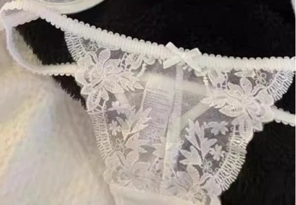 Ultra Thin Bra Set for Petite Chest: Anti-Sag Soft Wire Uplift, Sheer French Lace Bralette & Briefs, Plus Size Women 32 - 38 A B