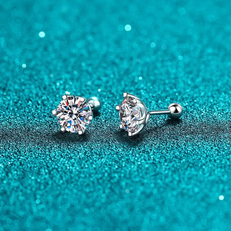 18k White Gold Stud Earrings for Women 0.3ct/0.5ct/1ct/2ct/4ct Screw Six-claw Diamond Moissanite Platinum Pt950 Earrings Jewelry