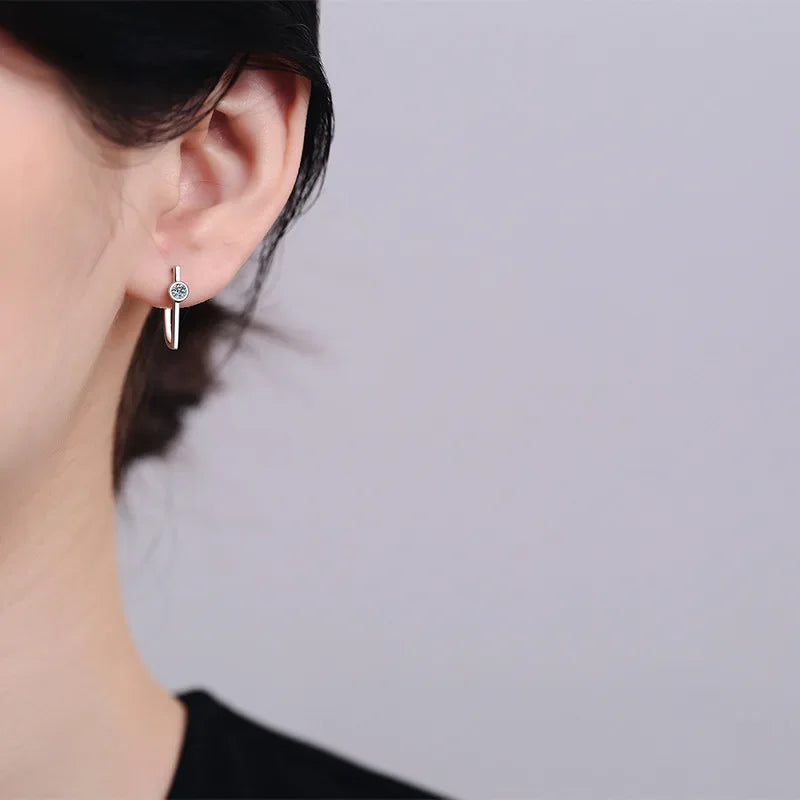 Girl Birthday Gift 18K White Gold Wedding Earrings 0.2CT Moissanite Diamond Women PT950 Platinum Valentine's Day Fine Jewelry