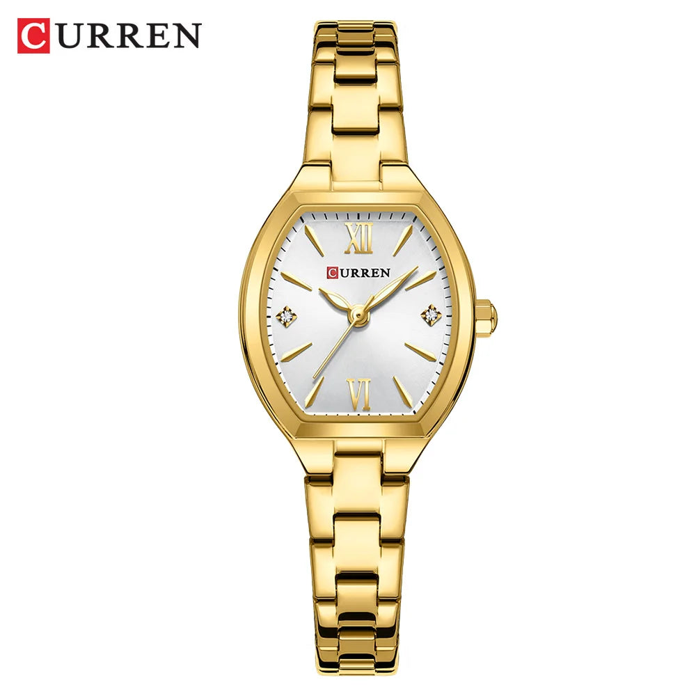 CURREN Gold Watches for Women Dainty Watches Luxury Ladies Dress Stainless Steel Bracelet Watch Analog Quartz Waterproof Watch