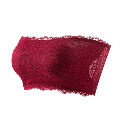 Plus Size Lace Bra Women Strapless Sexy Bra Comfortable Breathable Summer Sports Bra With Elastic Chest Strap