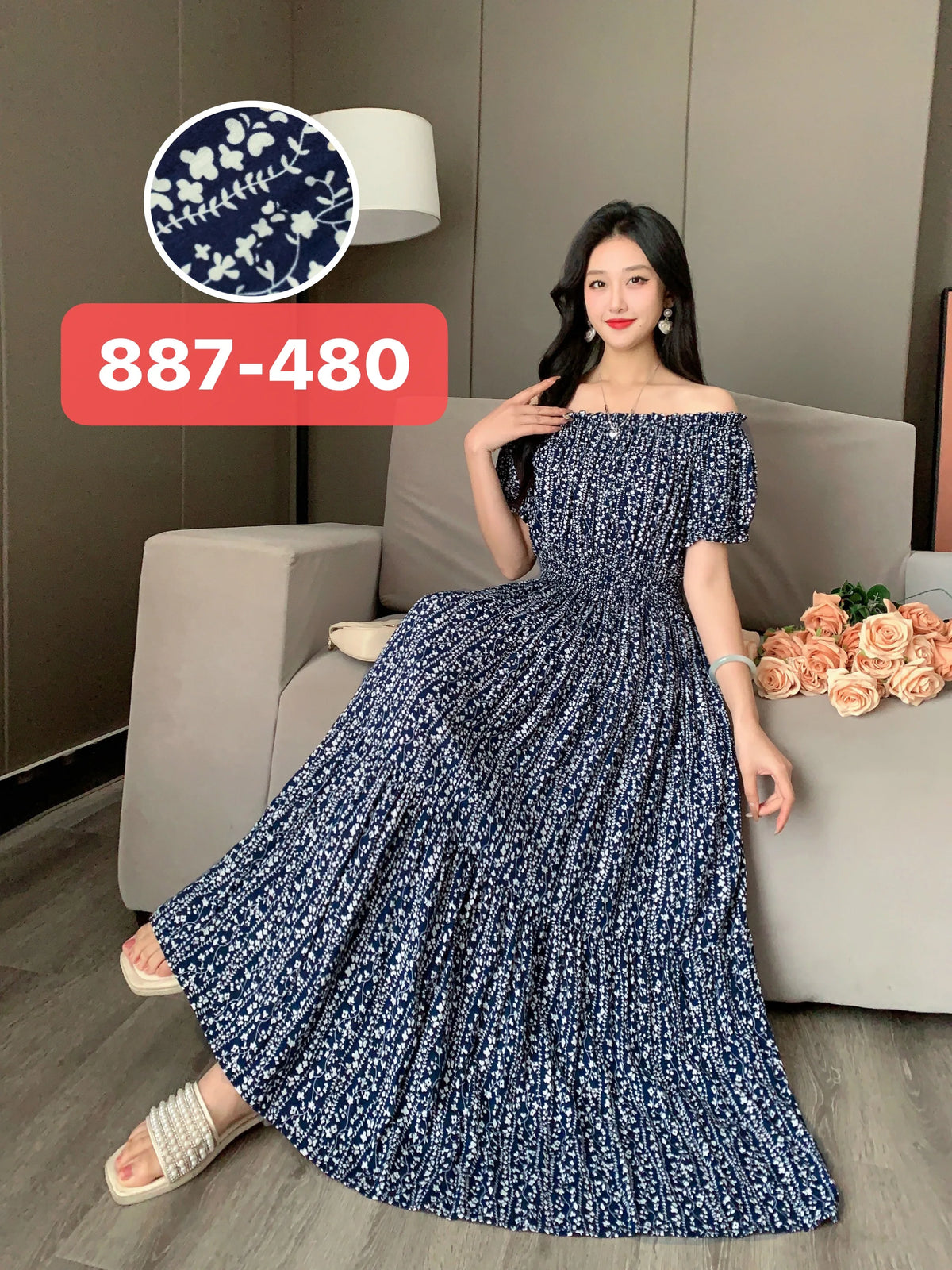 Women's Plus Size Bohemian Style Long Summer Dress for Women Floral Cotton Beach Round Neck Indian Clothing Vestido Robe Female