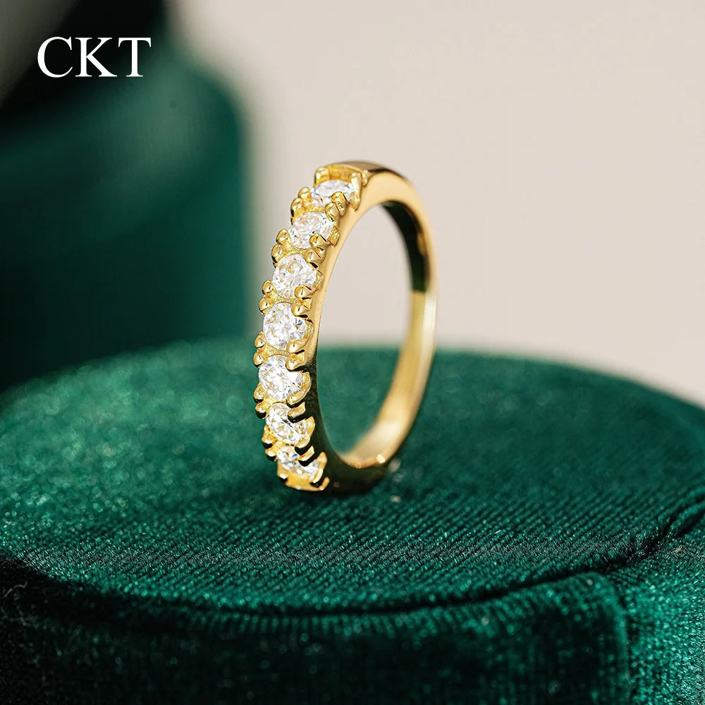 CKT 18k Gold Ring for Women Ins Niche Design Frigid Style Gold 0.7ct Diamond Moissanite Rings Wedding Fine Jewelry
