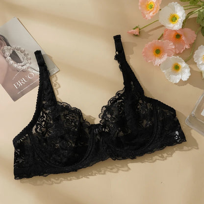 Plus Size Thin Lace Push Up Bras 8 Colors 34-40 B/C Cup Hollow Out Bra Women Soft Breathable Lingerie