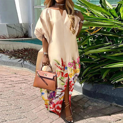 Plus Size 5XL Women Satin Silk Dress 2025 Bohemian Summer Maxi Long Sundress Elegant V Neck Vestidos Casual Loose Robe Femme
