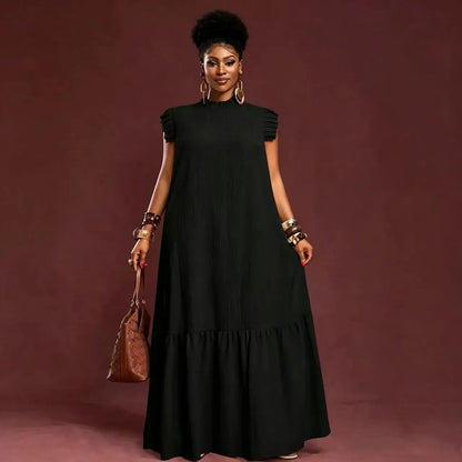 Plus Size Women's Elegant Skirt Dress Casual Work European American Style with Pleated Texture And Large Swing Hemline