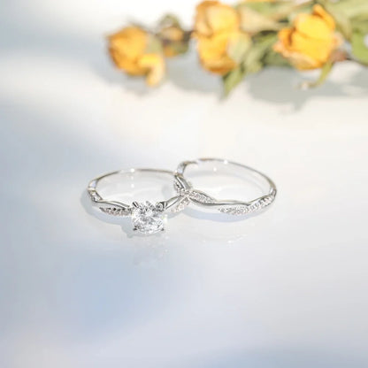Trumium Luxury Bridal Set Engagement Ring Infinity 18k Gold Plated Cz Rose Copper rings for Women Wedding Bands