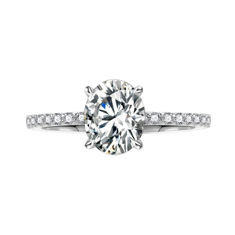 Engagement 18K White Gold Women Wedding Band 1/2/3CT VVS1 D Color Oval Moissanite Diamond Girl Birthday Gift PT950 Fine Jewelry