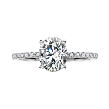 Engagement 18K White Gold Women Wedding Band 1/2/3CT VVS1 D Color Oval Moissanite Diamond Girl Birthday Gift PT950 Fine Jewelry
