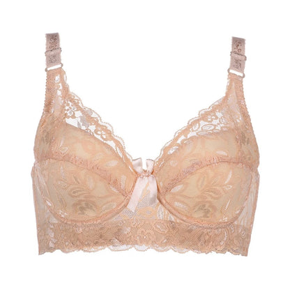 Plus Size Lace Bras for Women's Bralette Crop Top Underwear Female Sexy Lingerie Wide Shoulder Straps Underwired Push Up Bra