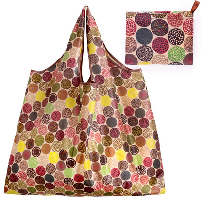 BIG Eco-Friendly Folding Shopping Bag Reusable Portable Shoulder Handbag for Travel Grocery Fashion Pocket Tote