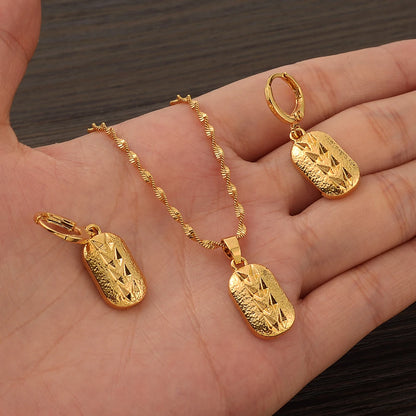 Fashion Gold Color Jewelry for Women Necklace Earrings Set Party Accessories Dubai India Africa Gift