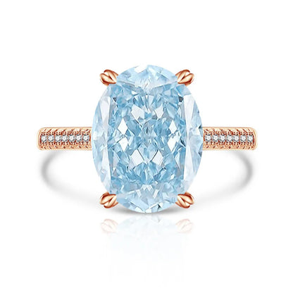 925 Sterling Silver Luxury Atmospheric Sparkle Pigeon Egg Zircon Ladies Ring Rose Gold Jewelry