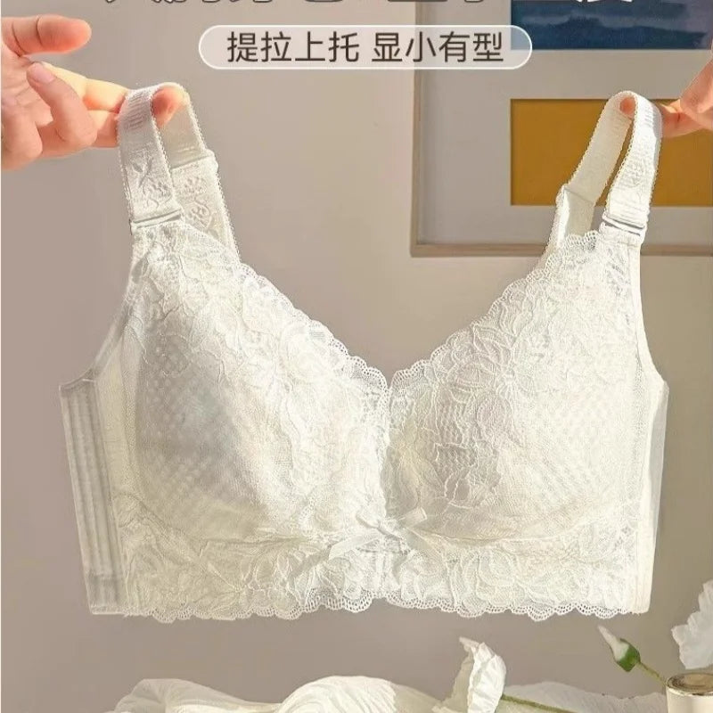 Plus-size Lingerie, Ultra-thin Lace Full-cup Adjustable Bra Without Underwire, Large Bust
