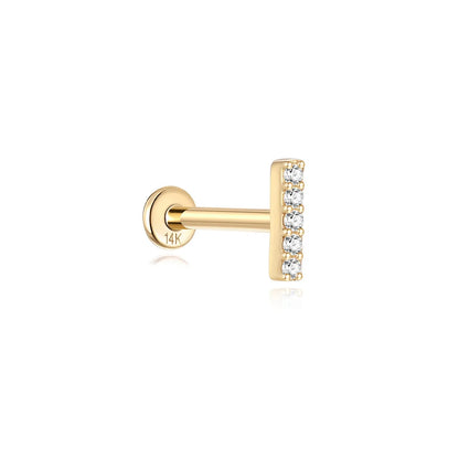 AIDE Single 1piece 14K Solid Gold Jewelry Stud Earring For Women Simple Mini Puncture Earrings Yellow Gold Jewelry Birthday Gift
