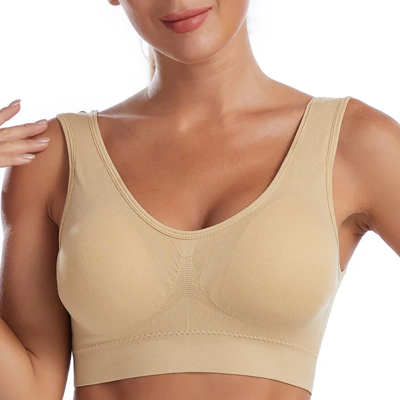Women Bra Plus Size Seamless Brassiere Breathable Wire Free Bralette Underwear Comfortable Active Padded Brassiere Crop Top
