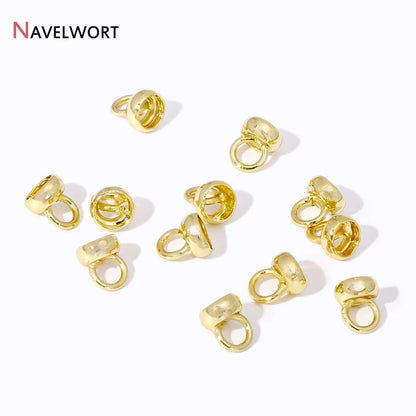 18K Real Gold Plated Brass Connector With Loop,End Caps For Jewelry,Pearl Neckalce Ends Connector ,Connectors For Jewelry