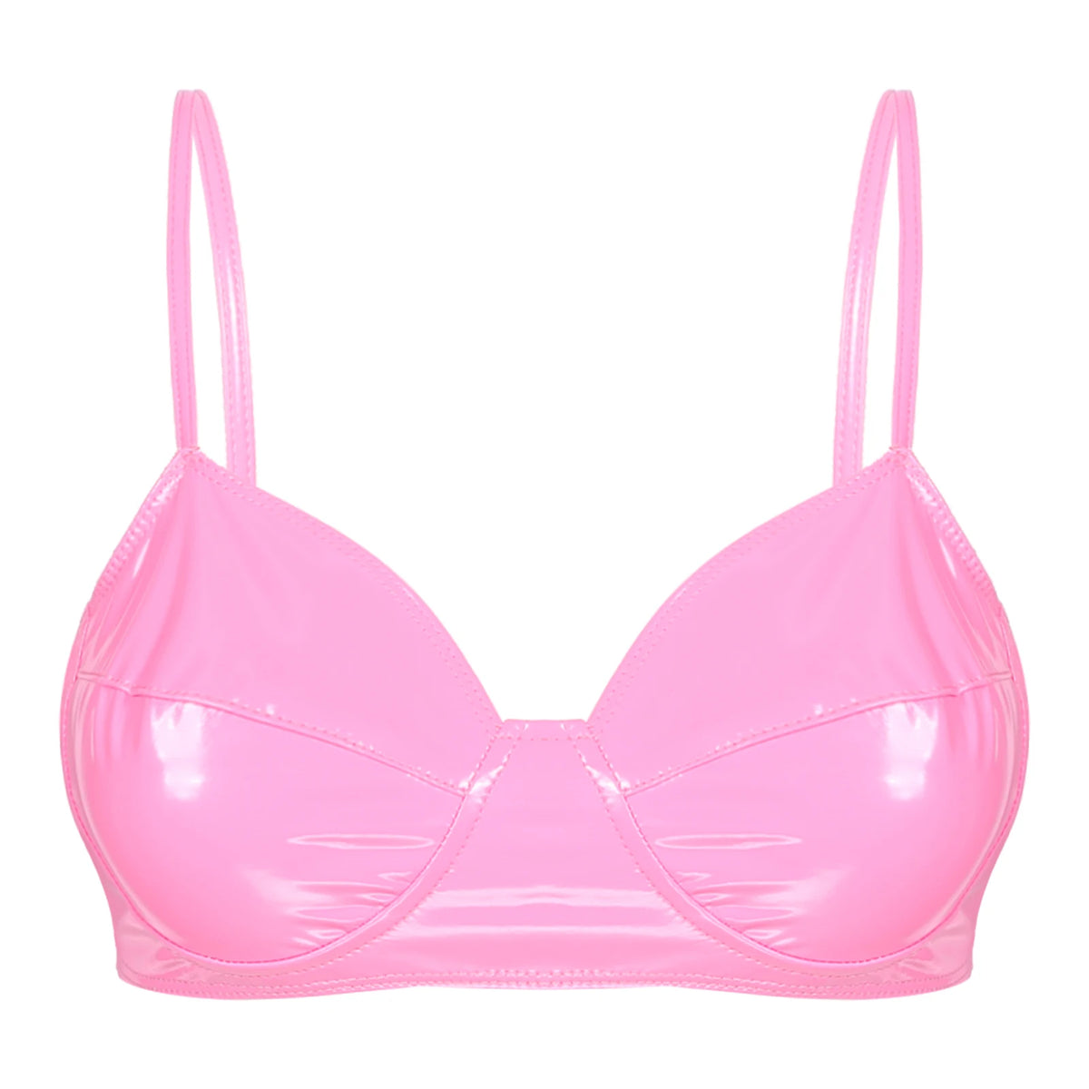 Women Bras Tops Wet Look Faux Leather Bra Top Sexy Lingerie Wire Free No Pad Bralette Underwear Femme Womans Intimates