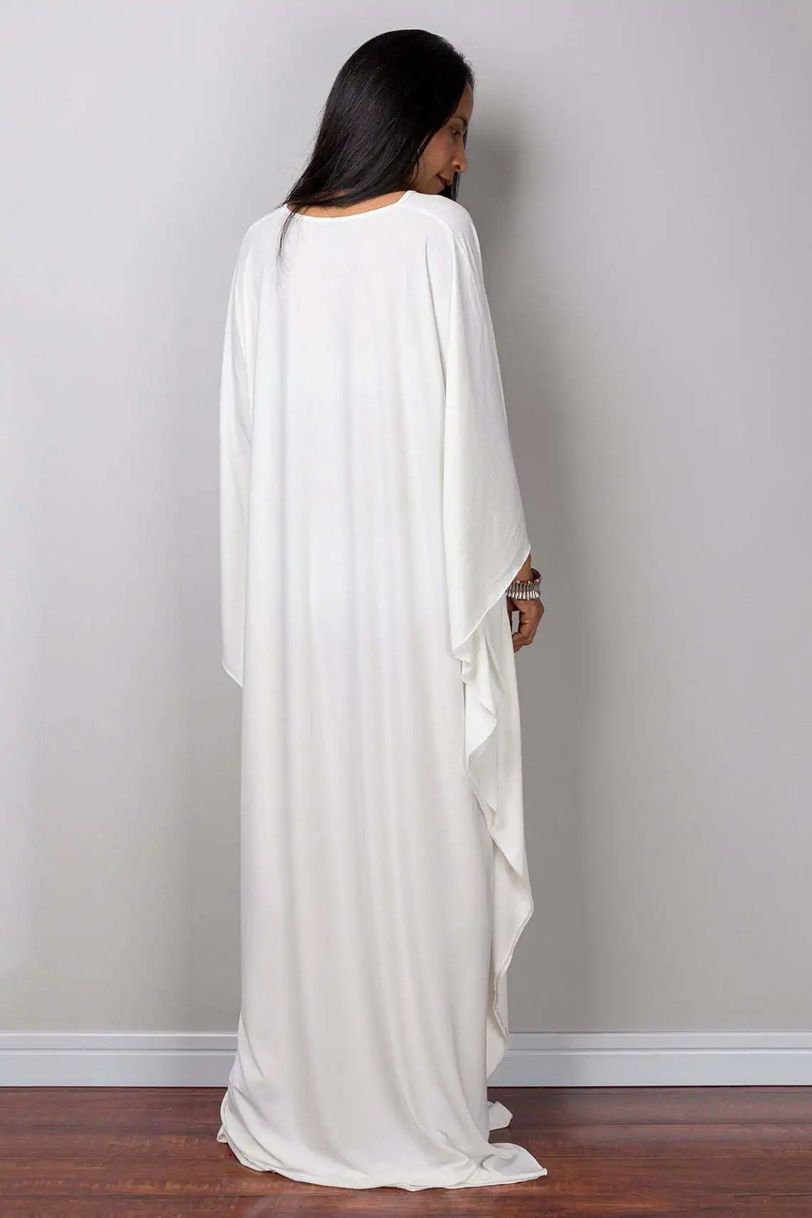 Plus Size Caftan Dresses for Women Solid Color Plus Size Beach Dress V Neck Cover Up Loose Soft Kaftan Loungewear
