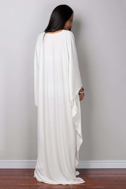 Plus Size Caftan Dresses for Women Solid Color Plus Size Beach Dress V Neck Cover Up Loose Soft Kaftan Loungewear