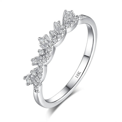 CKT 100% 18k White Gold Hip-hop Crown Ring Women's Platinum Pt950 Wedding Bands Ring Diamond Moissanite Jewelry