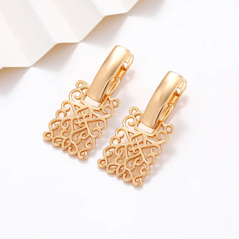 Kititykiss jewelry 18K gold-plated geometric square hollow earrings high-end vintage earrings