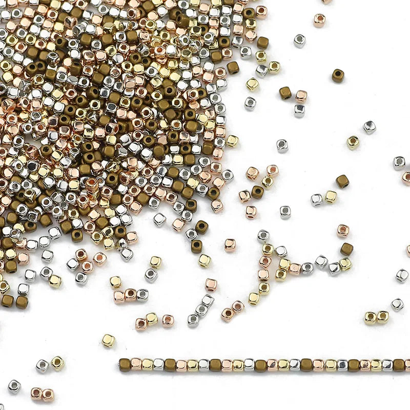 100~400pcs 3mm Square Beads CCB Material Gold Silver Plated Loose Spacer For Jewelry Making Accessories DIY Necklace Bracelets