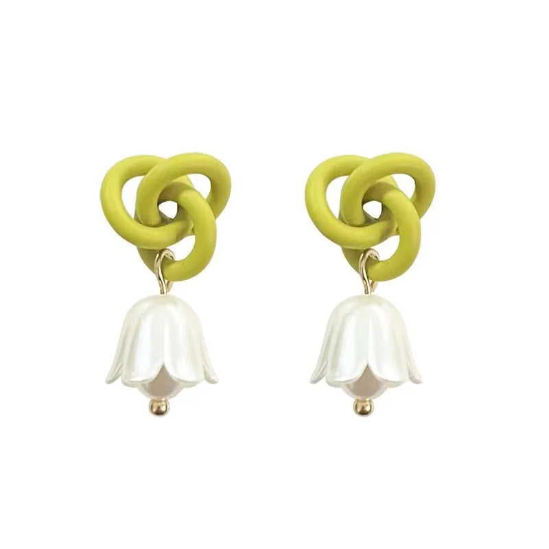 2026 New Women Earrings Alloy Gold Plated Orange Flower Drop Earrings Fashion Cute Sweet Jewelry For Daily Casual Party