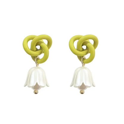 2026 New Women Earrings Alloy Gold Plated Orange Flower Drop Earrings Fashion Cute Sweet Jewelry For Daily Casual Party