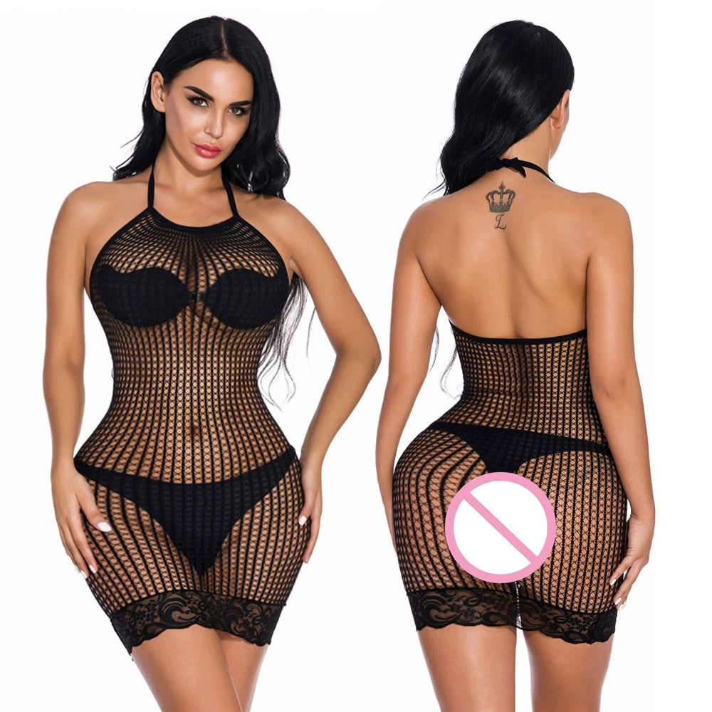 Sexy Lingerie Erotic Babydoll Dress Sexy Costumes Bodystocking Porno Underwear Intimates Plus Size Nightwear Women Mini Dress