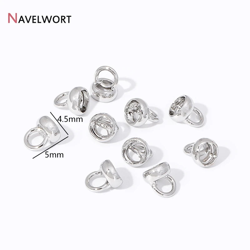 18K Real Gold Plated Brass Connector With Loop,End Caps For Jewelry,Pearl Neckalce Ends Connector ,Connectors For Jewelry
