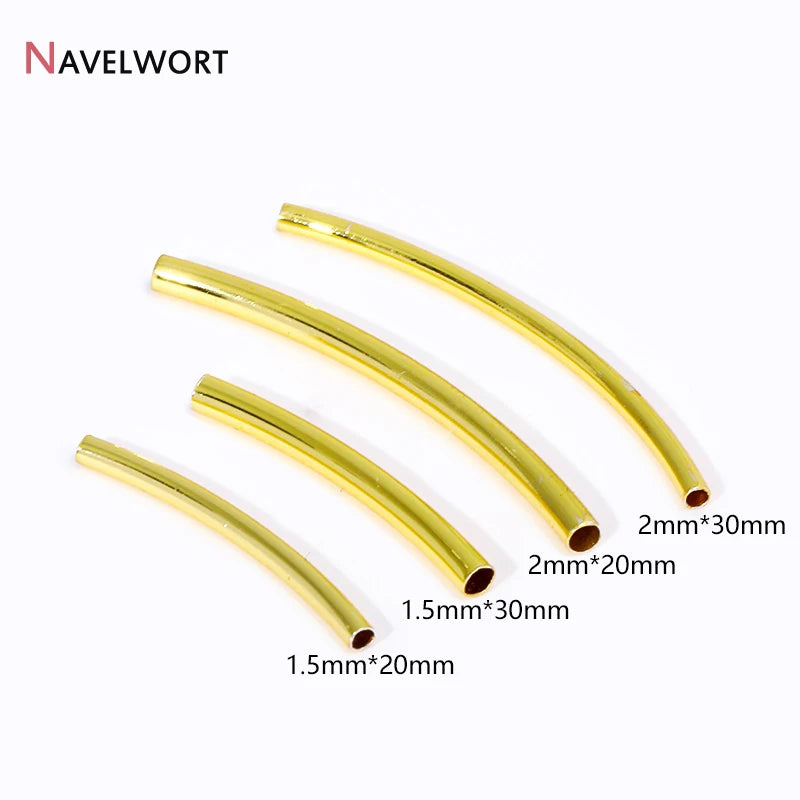 Tubes For Jewelry 18K Gold Plated Curved Tube Beads For Bracelet Necklace Making Supplies,Tube Beads Connector,Jewelry Materials