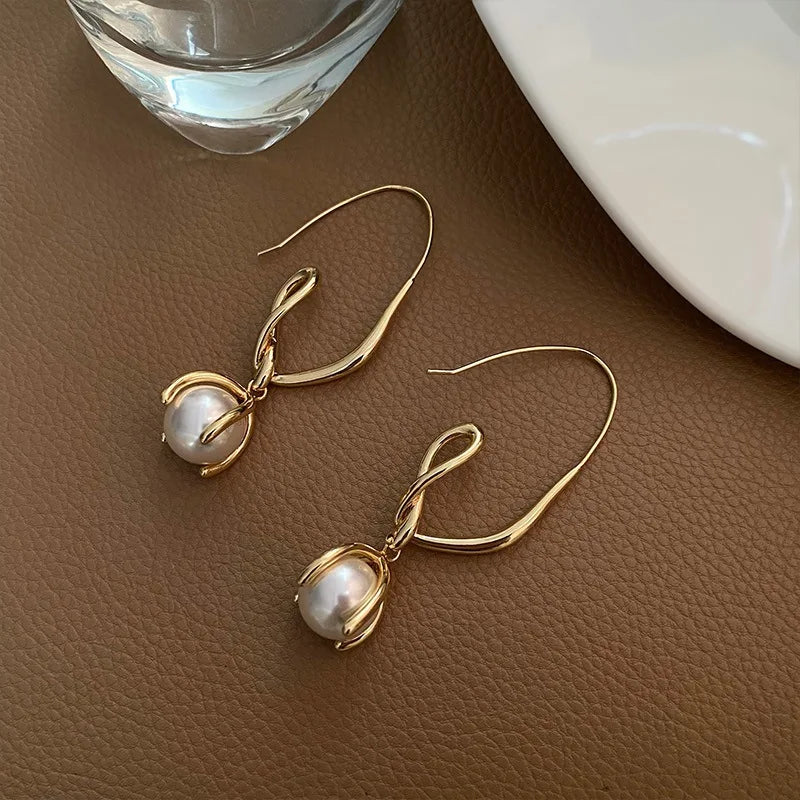 2026 New Women Earrings Alloy Gold Plated Orange Flower Drop Earrings Fashion Cute Sweet Jewelry For Daily Casual Party