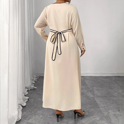 Plus Size Dress Slim Temperament Long Sleeve Lace-up Women's Banquet Dress