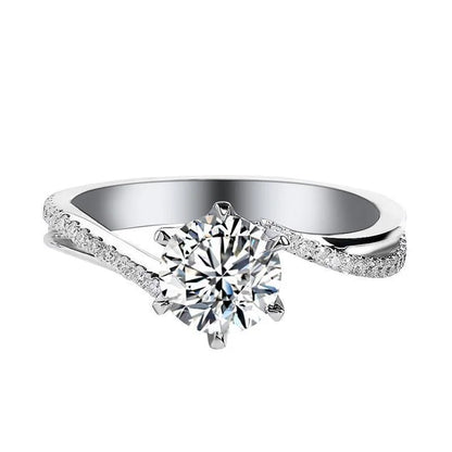 CKT 18k White Gold Ring 1ct Diamond Moissanite Ring for Women's Platinum Pt950 Six-Claw Classic Marriage Proposal Rings Jewelry