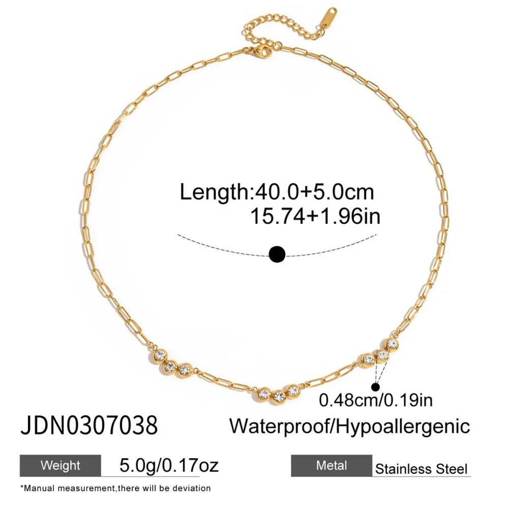 Youthway Delicate Cubic Zirconia Chain Necklace For Women Minimalist 18K Gold Plated Stainless Steel Necklace Fashion Jewelry
