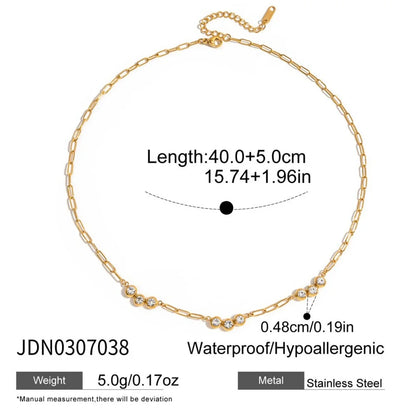 Youthway Delicate Cubic Zirconia Chain Necklace For Women Minimalist 18K Gold Plated Stainless Steel Necklace Fashion Jewelry