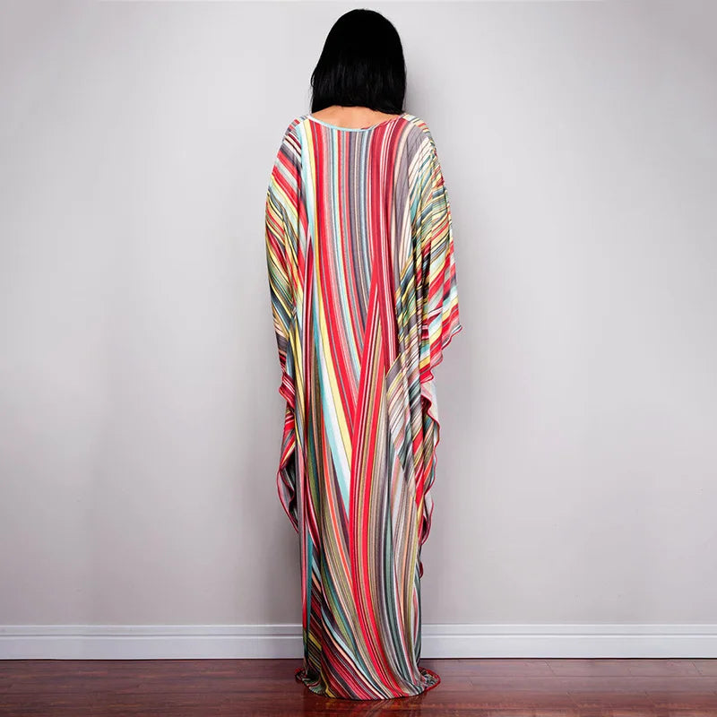 Plus Size Dresses Womens Caftan Floral Print Kaftan Dress Short Sleeve Swimsuit Cover up Loungewear for Summer