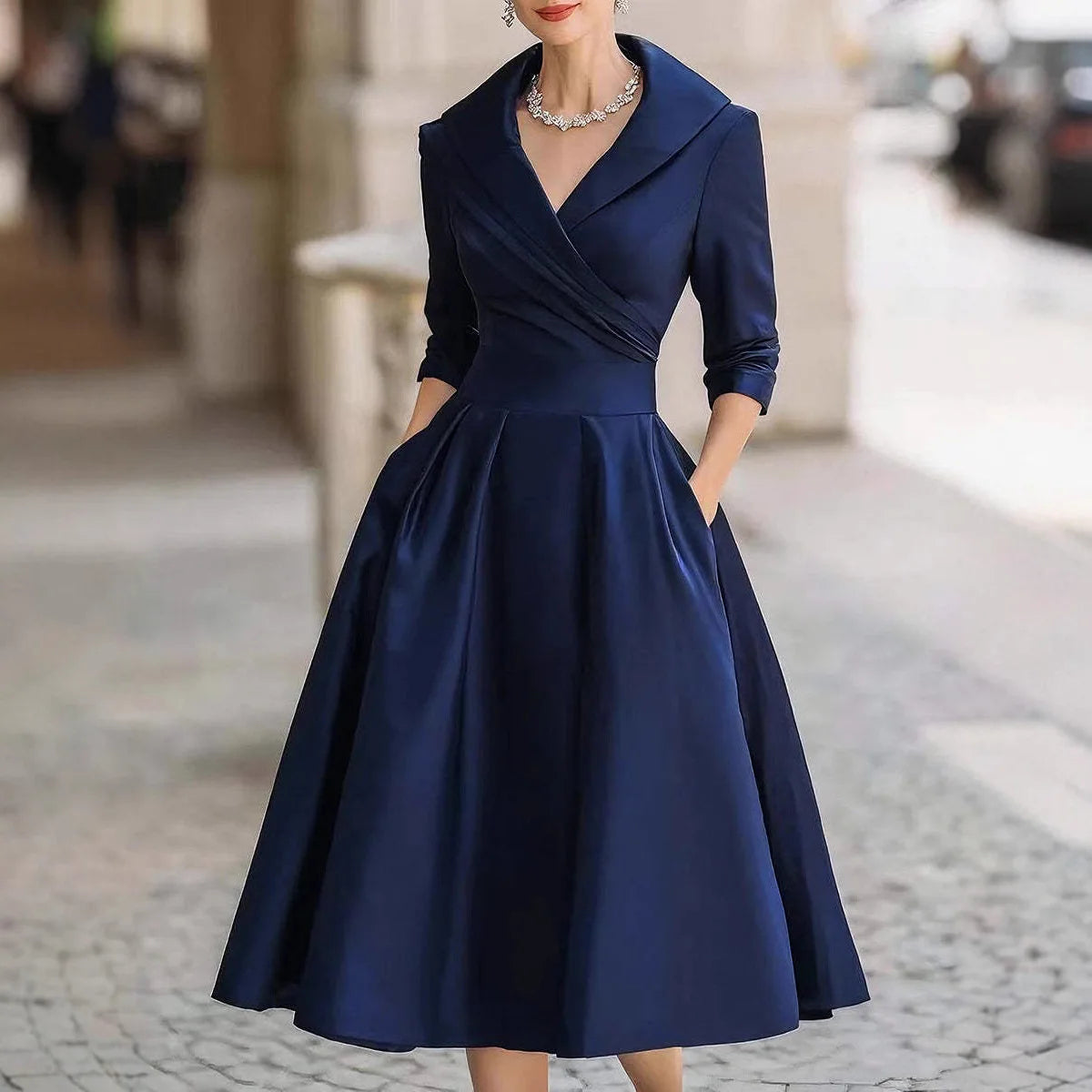 Women's Fashion Dress New Style V-neck Waist-hugging Makes You Look Slim And Elegant Long Sleeves Maxi Prom Dresses For Women