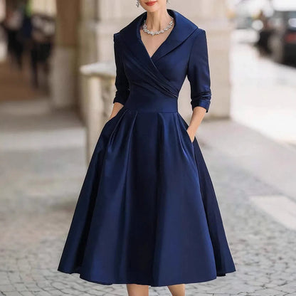 Women's Fashion Dress New Style V-neck Waist-hugging Makes You Look Slim And Elegant Long Sleeves Maxi Prom Dresses For Women