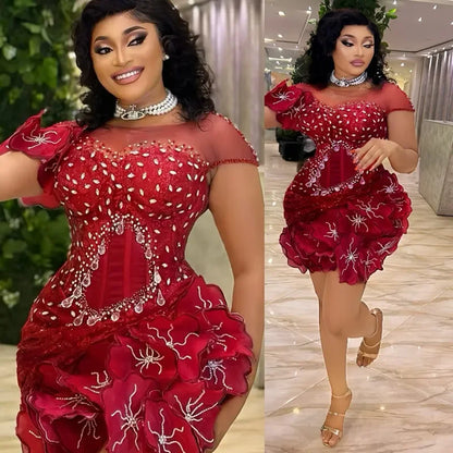 Women Plus Size Cocktail Dresses Short Prom Mini Dresses Birthday Dresses Appliqued Beaded Sequined Lace Gowns Customized
