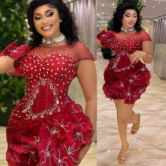 Women Plus Size Cocktail Dresses Short Prom Mini Dresses Birthday Dresses Appliqued Beaded Sequined Lace Gowns Customized