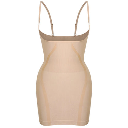 Plus Size Shapewear Dress for Women Tummy Control Open Bust Full Slip Under Dresses Body Shaper Slip Adjustable Strap New