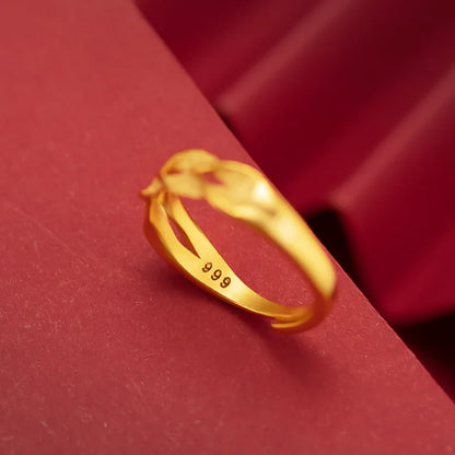 Never Fade Gold Ring for Women Original 18k Gold Rings Fine Accessories for Wedding Engagement Party for Girl Selling At A Loss