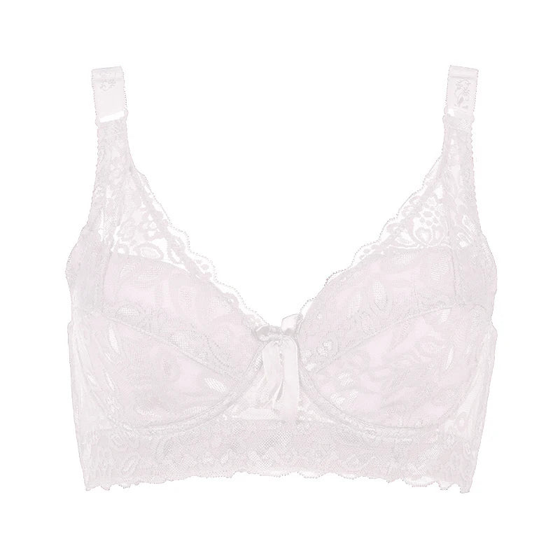 Plus Size Lace Bras for Women's Bralette Crop Top Underwear Female Sexy Lingerie Wide Shoulder Straps Underwired Push Up Bra