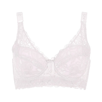 Plus Size Lace Bras for Women's Bralette Crop Top Underwear Female Sexy Lingerie Wide Shoulder Straps Underwired Push Up Bra
