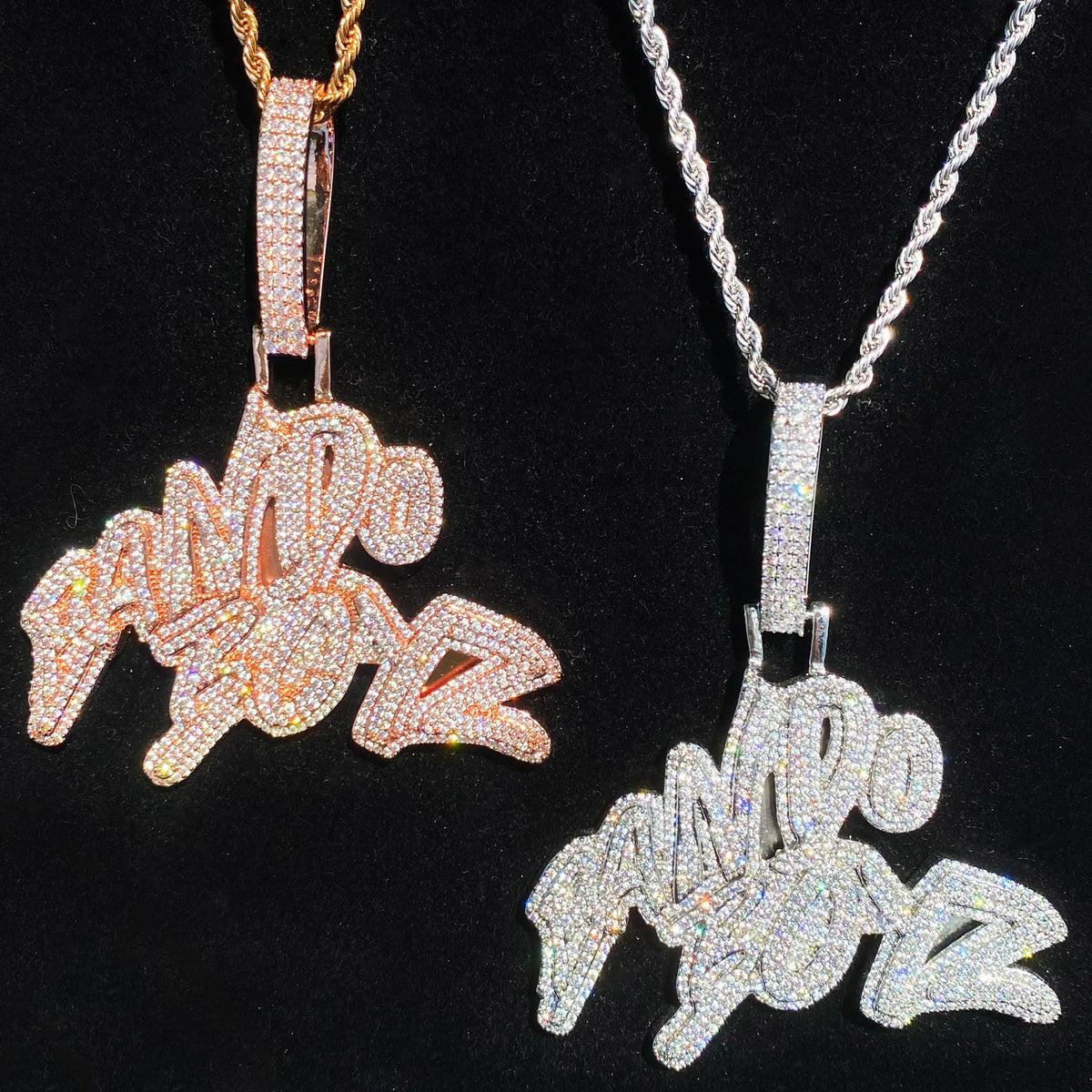 Aokaishen Iced Out Bando Boyz  for Men Necklace Pendant Real Gold Plated Cubic Zirconia Hip Hop Jewelry